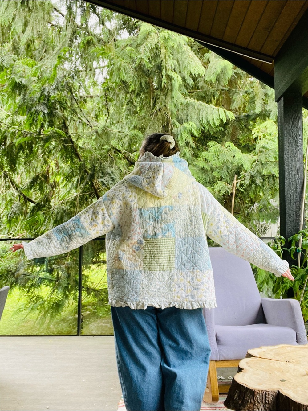 Handmade patchwork quilted jacket OS - Picture 2 of 3